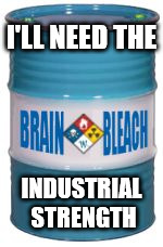I'LL NEED THE INDUSTRIAL STRENGTH | image tagged in brain bleach barrel | made w/ Imgflip meme maker