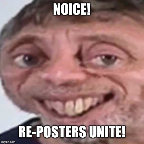 NOICE! RE-POSTERS UNITE! | image tagged in noice | made w/ Imgflip meme maker