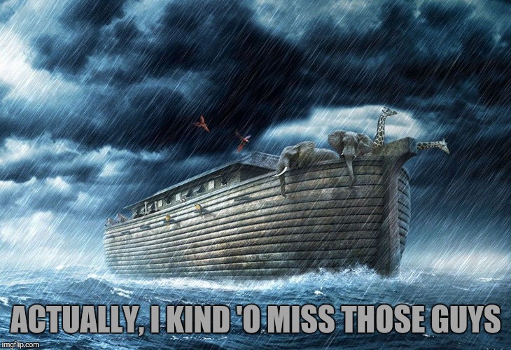 Noah's Ark | ACTUALLY, I KIND 'O MISS THOSE GUYS | image tagged in noah's ark | made w/ Imgflip meme maker