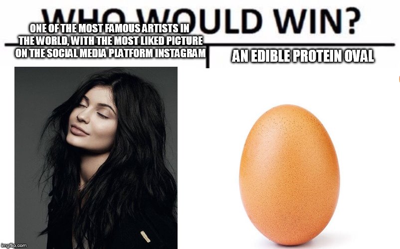 I KNEW IT WOULD HAPPEN | ONE OF THE MOST FAMOUS ARTISTS IN THE WORLD, WITH THE MOST LIKED PICTURE ON THE SOCIAL MEDIA PLATFORM INSTAGRAM; AN EDIBLE PROTEIN OVAL | image tagged in instagram,world_record_egg,singers | made w/ Imgflip meme maker