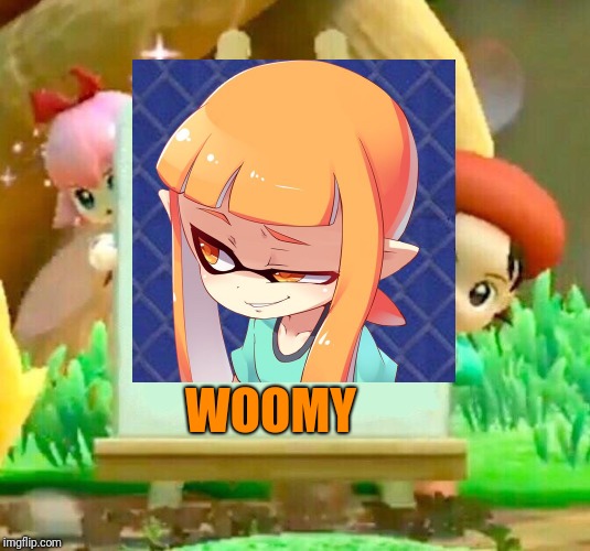Wow, the painter from Kirby 64 is definitely a painter if she paints an inkling or something | WOOMY | image tagged in kirby star allies meme,kirby,splatoon,kirby star allies,memes | made w/ Imgflip meme maker