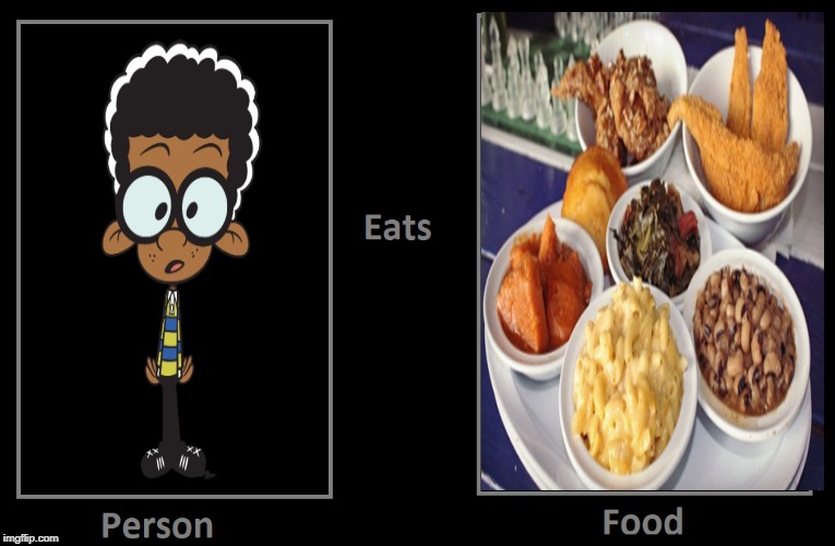 Clyde McBride eats some Soul Food | image tagged in soul food,the loud house,clyde mcbride,eating | made w/ Imgflip meme maker