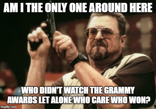 Am I The Only One Around Here | AM I THE ONLY ONE AROUND HERE; WHO DIDN'T WATCH THE GRAMMY AWARDS LET ALONE WHO CARE WHO WON? | image tagged in memes,am i the only one around here | made w/ Imgflip meme maker