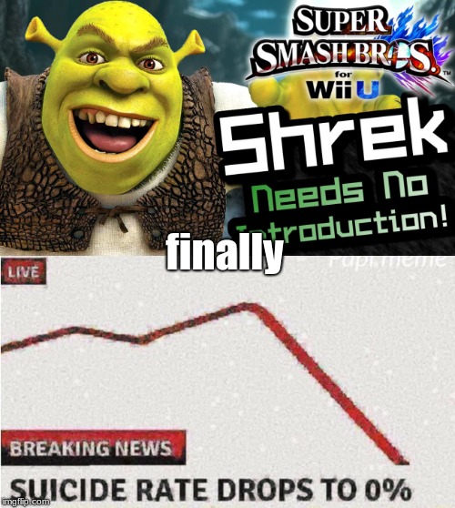 finally | image tagged in suicide rate drops to 0 | made w/ Imgflip meme maker