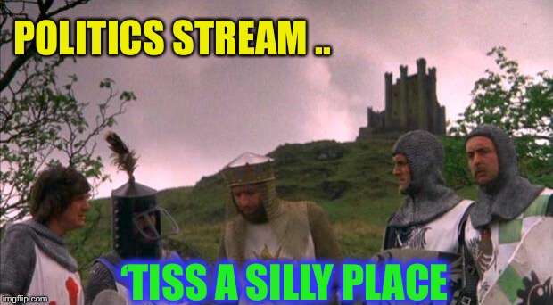 monty python tis a silly place | POLITICS STREAM .. ‘TISS A SILLY PLACE | image tagged in monty python tis a silly place | made w/ Imgflip meme maker