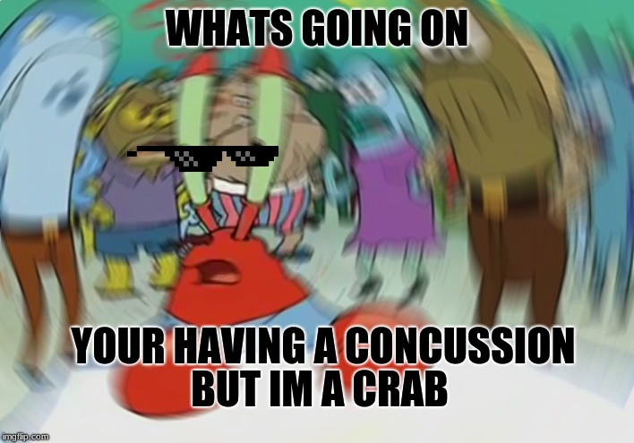Mr Krabs Blur Meme Meme | WHATS GOING ON; YOUR HAVING A CONCUSSION; BUT IM A CRAB | image tagged in memes,mr krabs blur meme | made w/ Imgflip meme maker