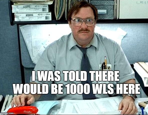 I Was Told There Would Be Meme | I WAS TOLD THERE WOULD BE 1000 WLS HERE | image tagged in memes,i was told there would be | made w/ Imgflip meme maker