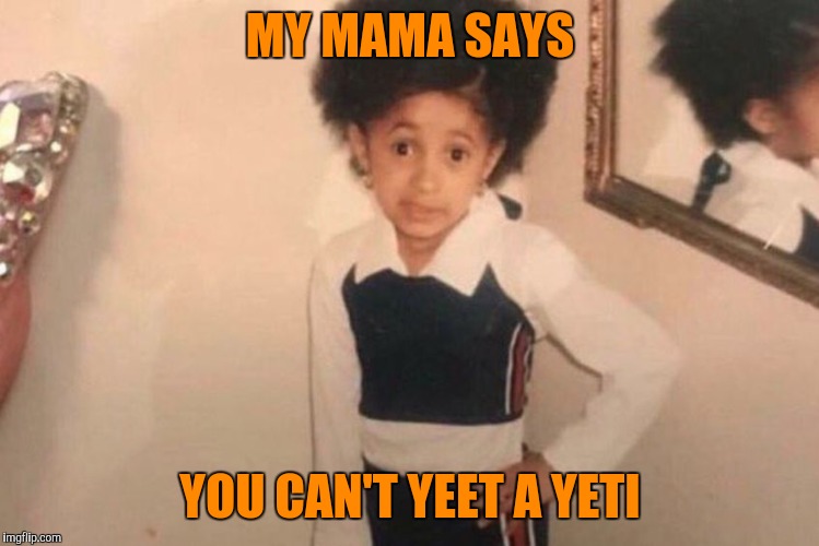 Young Cardi B Meme | MY MAMA SAYS YOU CAN'T YEET A YETI | image tagged in memes,young cardi b | made w/ Imgflip meme maker