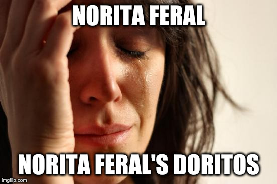 First World Problems Meme | NORITA FERAL; NORITA FERAL'S DORITOS | image tagged in memes,first world problems | made w/ Imgflip meme maker