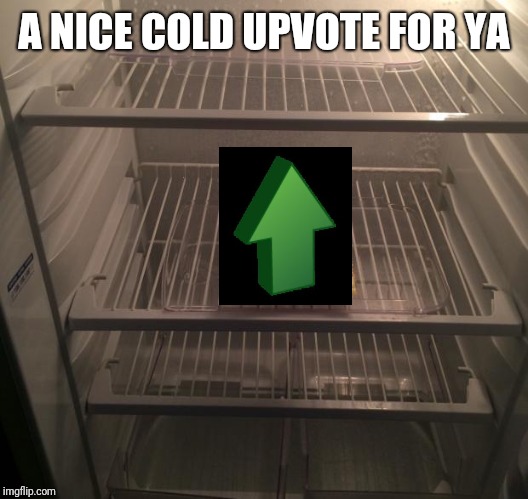 Empty fridge | A NICE COLD UPVOTE FOR YA | image tagged in empty fridge | made w/ Imgflip meme maker