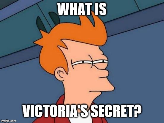 Futurama Fry Meme | WHAT IS VICTORIA'S SECRET? | image tagged in memes,futurama fry | made w/ Imgflip meme maker