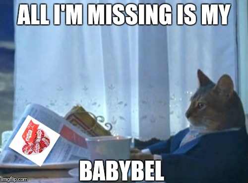 A Lonely Valentine's Day | ALL I'M MISSING IS MY; BABYBEL | image tagged in memes,i should buy a boat cat,babybel,cheese,tasty,valentine's day | made w/ Imgflip meme maker