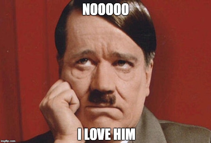 Sad hitler | NOOOOO I LOVE HIM | image tagged in sad hitler | made w/ Imgflip meme maker