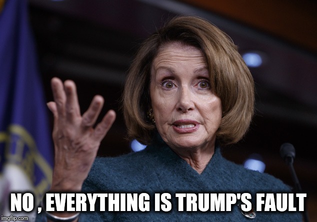 Good old Nancy Pelosi | NO , EVERYTHING IS TRUMP'S FAULT | image tagged in good old nancy pelosi | made w/ Imgflip meme maker