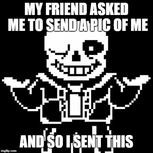 Sans | MY FRIEND ASKED ME TO SEND A PIC OF ME; AND SO I SENT THIS | image tagged in sans | made w/ Imgflip meme maker