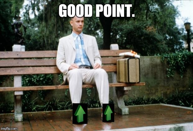 Forrest Gump | GOOD POINT. | image tagged in forrest gump | made w/ Imgflip meme maker