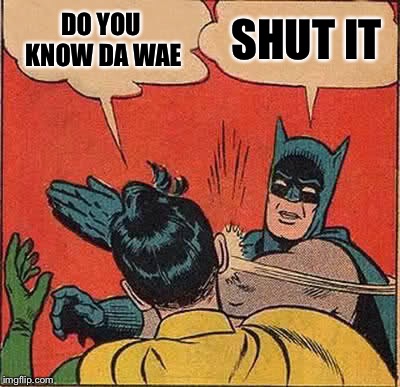 Batman Slapping Robin Meme | DO YOU KNOW DA WAE SHUT IT | image tagged in memes,batman slapping robin | made w/ Imgflip meme maker