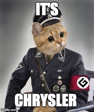 Grammar Nazi Cat | IT'S CHRYSLER | image tagged in grammar nazi cat | made w/ Imgflip meme maker