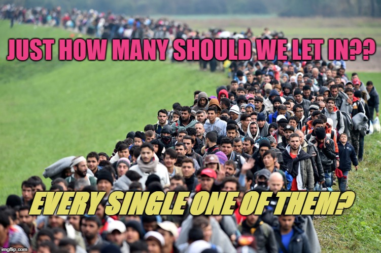 muslim-welfare-migrants | JUST HOW MANY SHOULD WE LET IN?? EVERY SINGLE ONE OF THEM? | image tagged in muslim-welfare-migrants | made w/ Imgflip meme maker