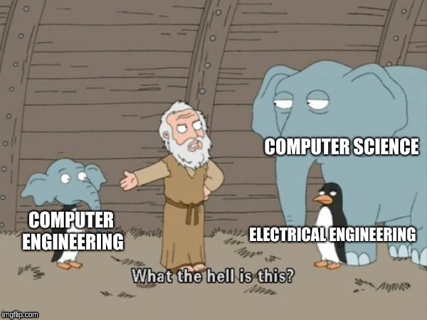 Family guy what the hell is this | COMPUTER SCIENCE; COMPUTER ENGINEERING; ELECTRICAL ENGINEERING | image tagged in family guy what the hell is this | made w/ Imgflip meme maker