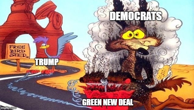 It's gonna blowup in their face | DEMOCRATS; TRUMP; GREEN NEW DEAL | image tagged in wile e coyote,memes | made w/ Imgflip meme maker