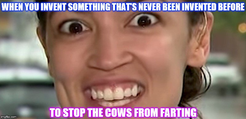 WHEN YOU INVENT SOMETHING THAT'S NEVER BEEN INVENTED BEFORE TO STOP THE COWS FROM FARTING | made w/ Imgflip meme maker
