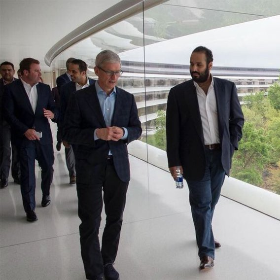 High Quality Tim Cook talks to MBS Blank Meme Template