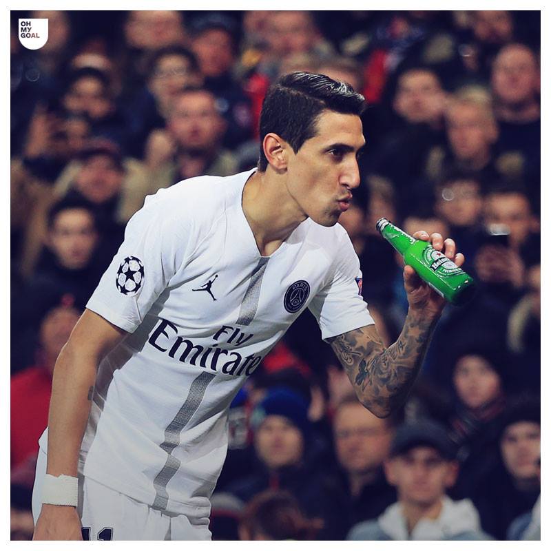 High Quality DI MARIA DRINKING BEER Blank Meme Template