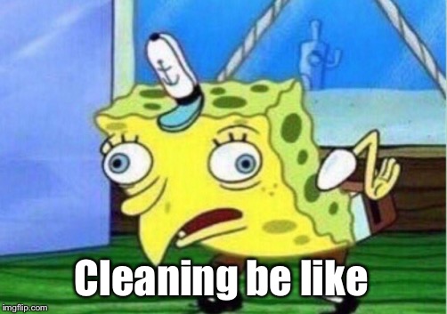 Mocking Spongebob | Cleaning be like | image tagged in memes,mocking spongebob | made w/ Imgflip meme maker