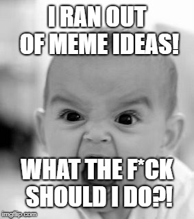 Angry Baby Meme | I RAN OUT OF MEME IDEAS! WHAT THE F*CK SHOULD I DO?! | image tagged in memes,angry baby | made w/ Imgflip meme maker