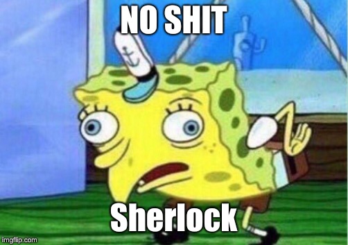 Mocking Spongebob Meme | NO SHIT; Sherlock | image tagged in memes,mocking spongebob | made w/ Imgflip meme maker