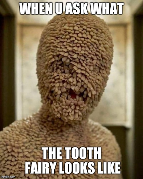 Tooth Fairy | WHEN U ASK WHAT; THE TOOTH FAIRY LOOKS LIKE | image tagged in tooth fairy | made w/ Imgflip meme maker