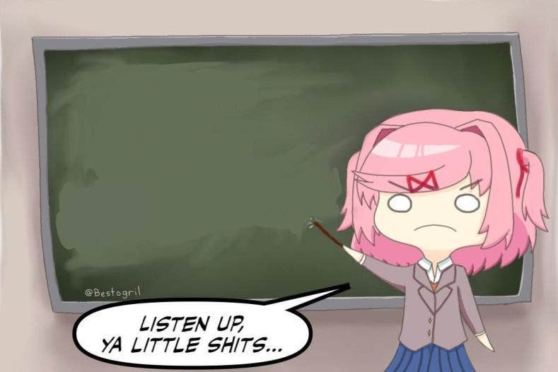 Natsuki Blackboard Blank Meme Template