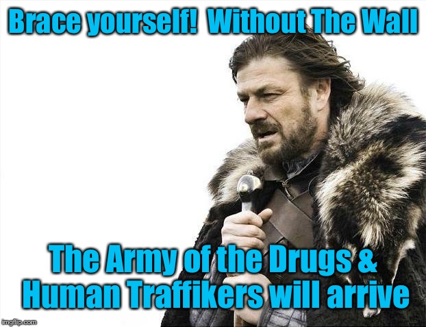 And don’t forget enough men of the South Watch to man The Wall | Brace yourself!  Without The Wall; The Army of the Drugs & Human Traffikers will arrive | image tagged in memes,brace yourselves x is coming,the wall,human traffiking,drugs,mennof the south watch | made w/ Imgflip meme maker