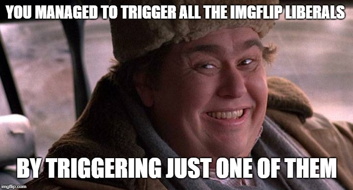 john candy happy | YOU MANAGED TO TRIGGER ALL THE IMGFLIP LIBERALS BY TRIGGERING JUST ONE OF THEM | image tagged in john candy happy | made w/ Imgflip meme maker