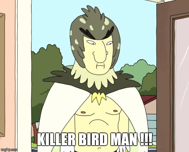 Birdman Rick and Morty | KILLER BIRD MAN !!! | image tagged in birdman rick and morty | made w/ Imgflip meme maker
