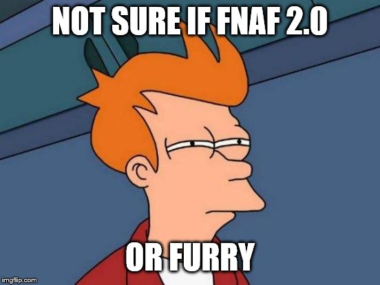 Futurama Fry Meme | NOT SURE IF FNAF 2.0 OR FURRY | image tagged in memes,futurama fry | made w/ Imgflip meme maker