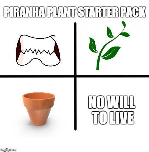 Blank Starter Pack Meme | PIRANHA PLANT STARTER PACK; NO WILL TO LIVE | image tagged in memes,blank starter pack | made w/ Imgflip meme maker