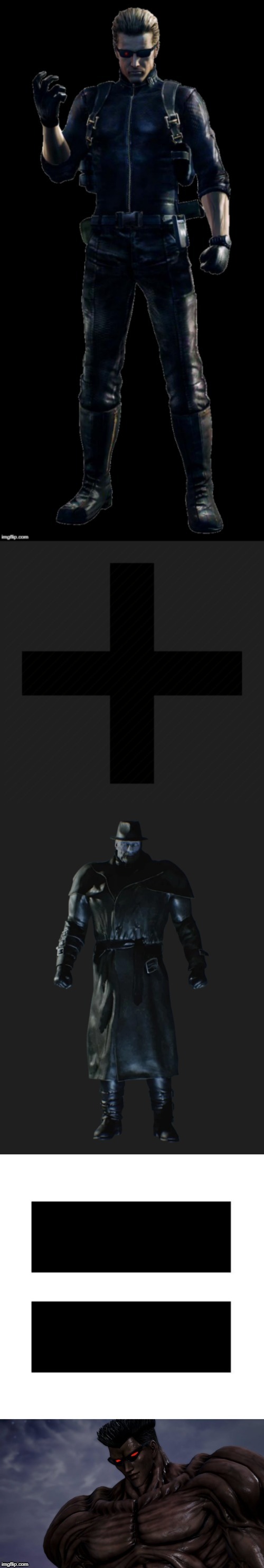 Albert Wesker plus Mr. X equals Toguro | image tagged in resident evil,anime,animeme,anime meme | made w/ Imgflip meme maker