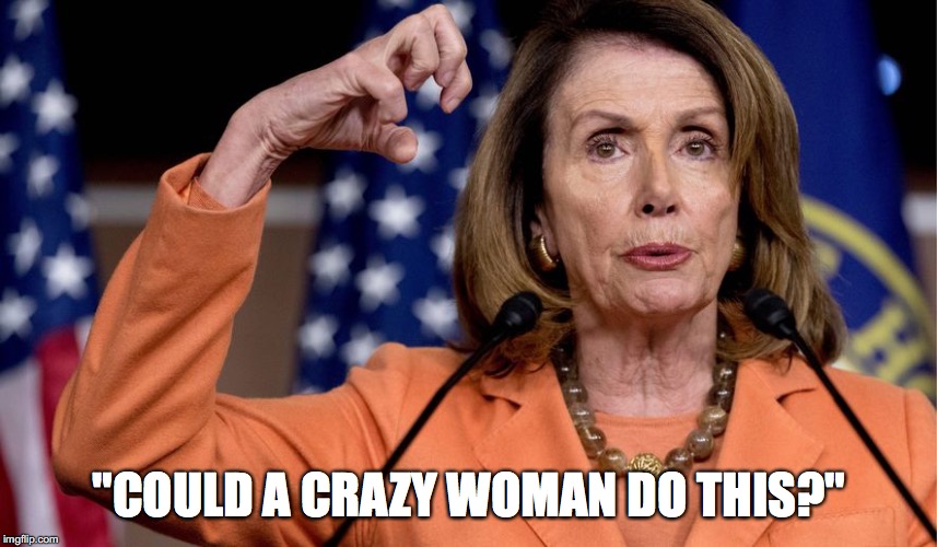 Nancy Pelosi | "COULD A CRAZY WOMAN DO THIS?" | image tagged in nancy pelosi | made w/ Imgflip meme maker