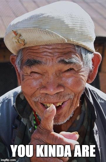Funny old Chinese man 1 | YOU KINDA ARE | image tagged in funny old chinese man 1 | made w/ Imgflip meme maker
