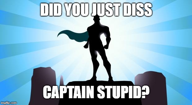 Superhero | DID YOU JUST DISS CAPTAIN STUPID? | image tagged in superhero | made w/ Imgflip meme maker
