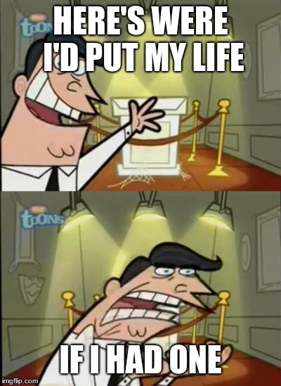 Fairly odd parents | HERE'S WERE I'D PUT MY LIFE; IF I HAD ONE | image tagged in fairly odd parents | made w/ Imgflip meme maker