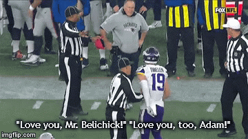 "Love you, Mr. Belichick!" "Love you, too, Adam!" | image tagged in gifs | made w/ Imgflip video-to-gif maker