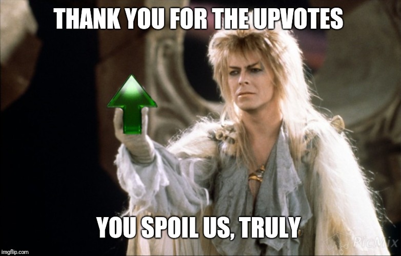 THANK YOU FOR THE UPVOTES YOU SPOIL US, TRULY | made w/ Imgflip meme maker