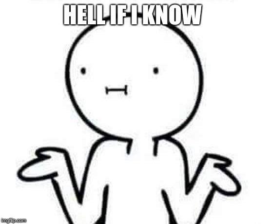I dont know | HELL IF I KNOW | image tagged in i dont know | made w/ Imgflip meme maker