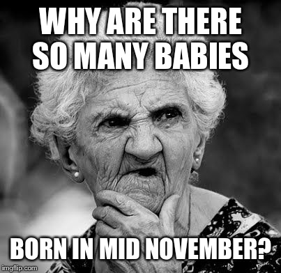 Happy Valentines Day! | WHY ARE THERE SO MANY BABIES; BORN IN MID NOVEMBER? | image tagged in wondering old lady,funny,memes | made w/ Imgflip meme maker