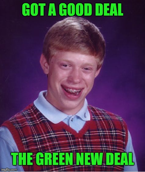 Bad Luck Brian Meme | GOT A GOOD DEAL; THE GREEN NEW DEAL | image tagged in memes,bad luck brian | made w/ Imgflip meme maker