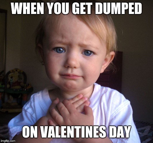 Heartbreak Baby | WHEN YOU GET DUMPED; ON VALENTINES DAY | image tagged in heartbreak baby | made w/ Imgflip meme maker