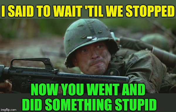 I SAID TO WAIT 'TIL WE STOPPED NOW YOU WENT AND DID SOMETHING STUPID | made w/ Imgflip meme maker